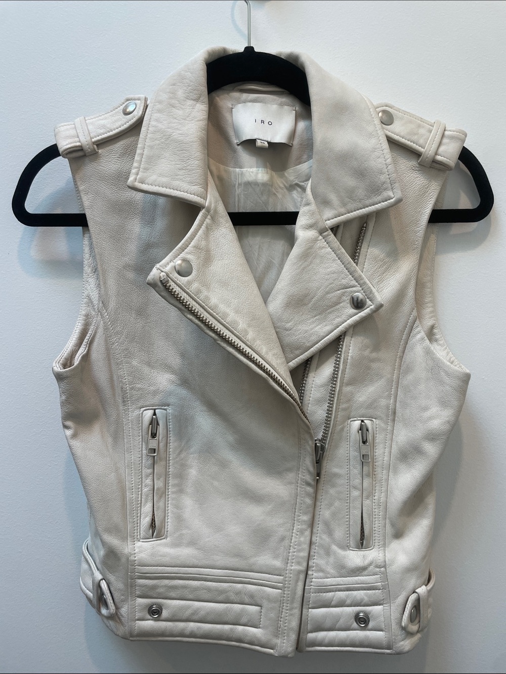 IRO Suga 100% Lamb Leather Moto Vest Size 36/Small